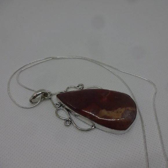 Natural "MOOKAITE JASPER" Handmade Sterling Pendant on a 18" Chain #324 - Picture 3 of 3